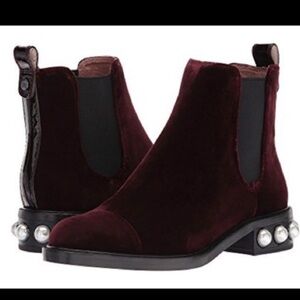 Louise et Cie Maroon Velvet Glass Pearl Bootie size 5.5